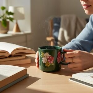 Starbucks ban.do Floral Coffee Mug 12oz Green NWT Limited Edition 2018